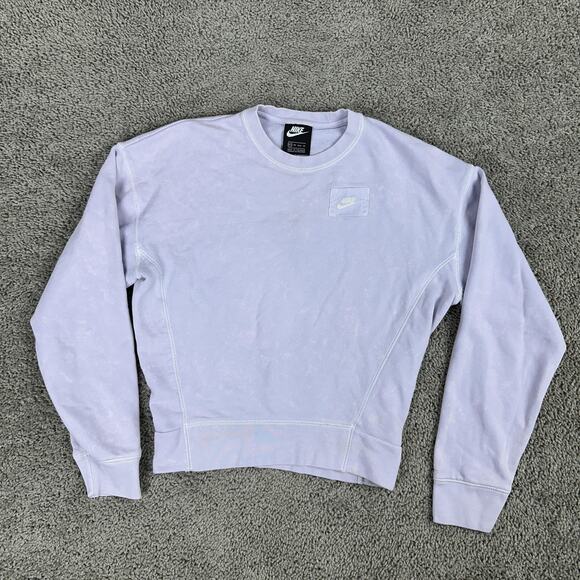 Nike Sweatshirt Womens XS Lavender Crewneck Fleece Pullover Patch CV8590-539 - Picture 1 of 10